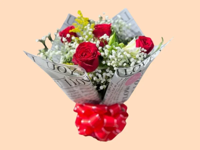Buquê 4 Rosas Vermelhas